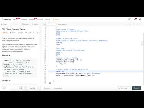 Leetcode 692. Top K Frequent Words | Logic Coding