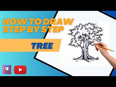 Drawing Tutorial | How to draw a tree | Easy Step by Step | Violet Fun ...