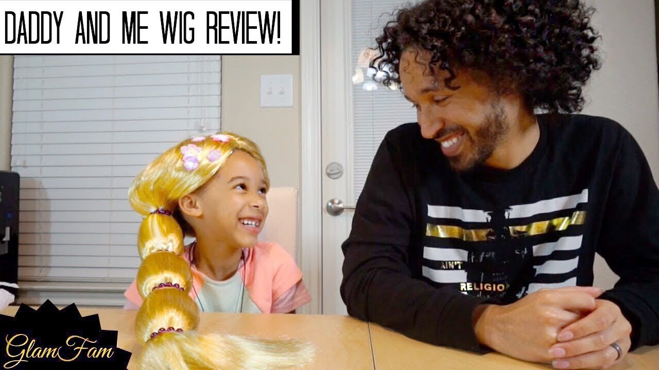 6 Year Old reviews a Rapunzel Wig With Her Dad | GlamFam | Zandri's wig reviews