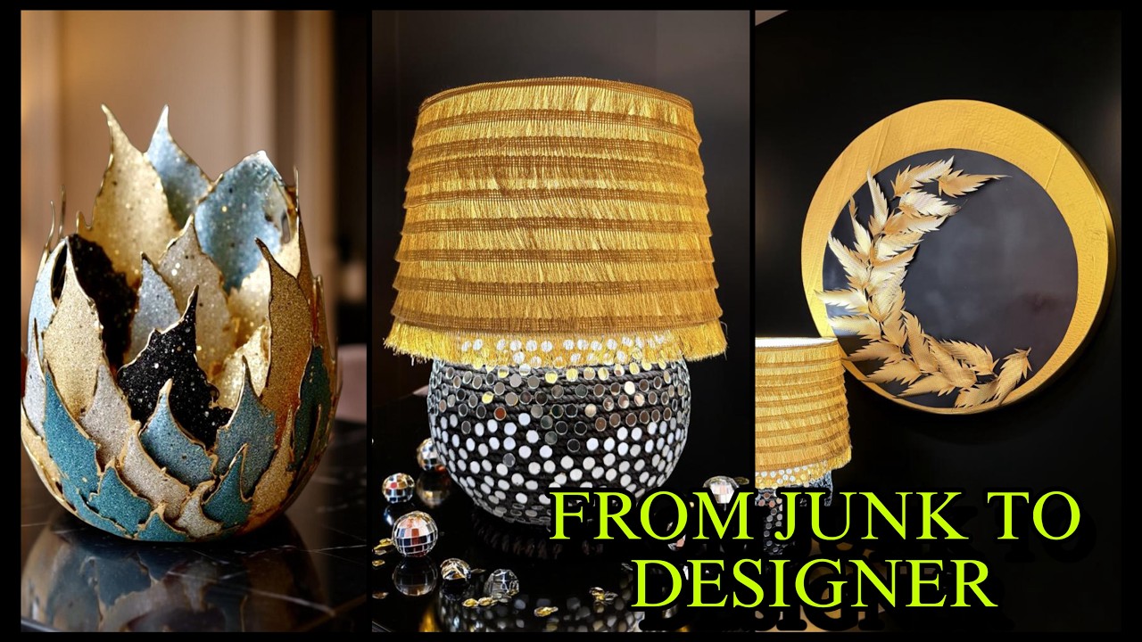 Trash to Luxury! DIY Table Lamp & Modern Wall Art from Waste | CRAFT PIXIES