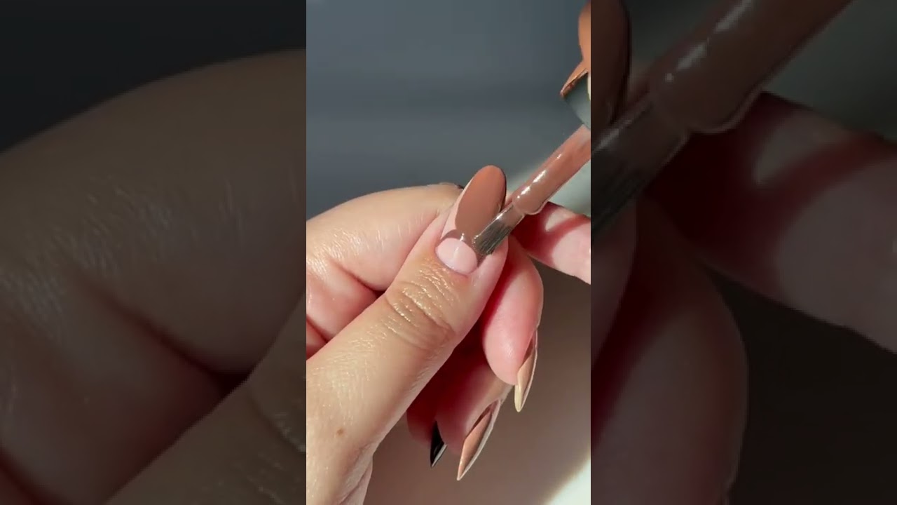 How to create simple half moon nails🤎 
