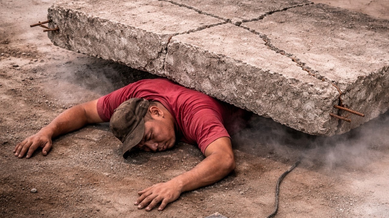 He Tripped He Tripped While Operating a Concrete Slab... Then This Happened! - YouTube