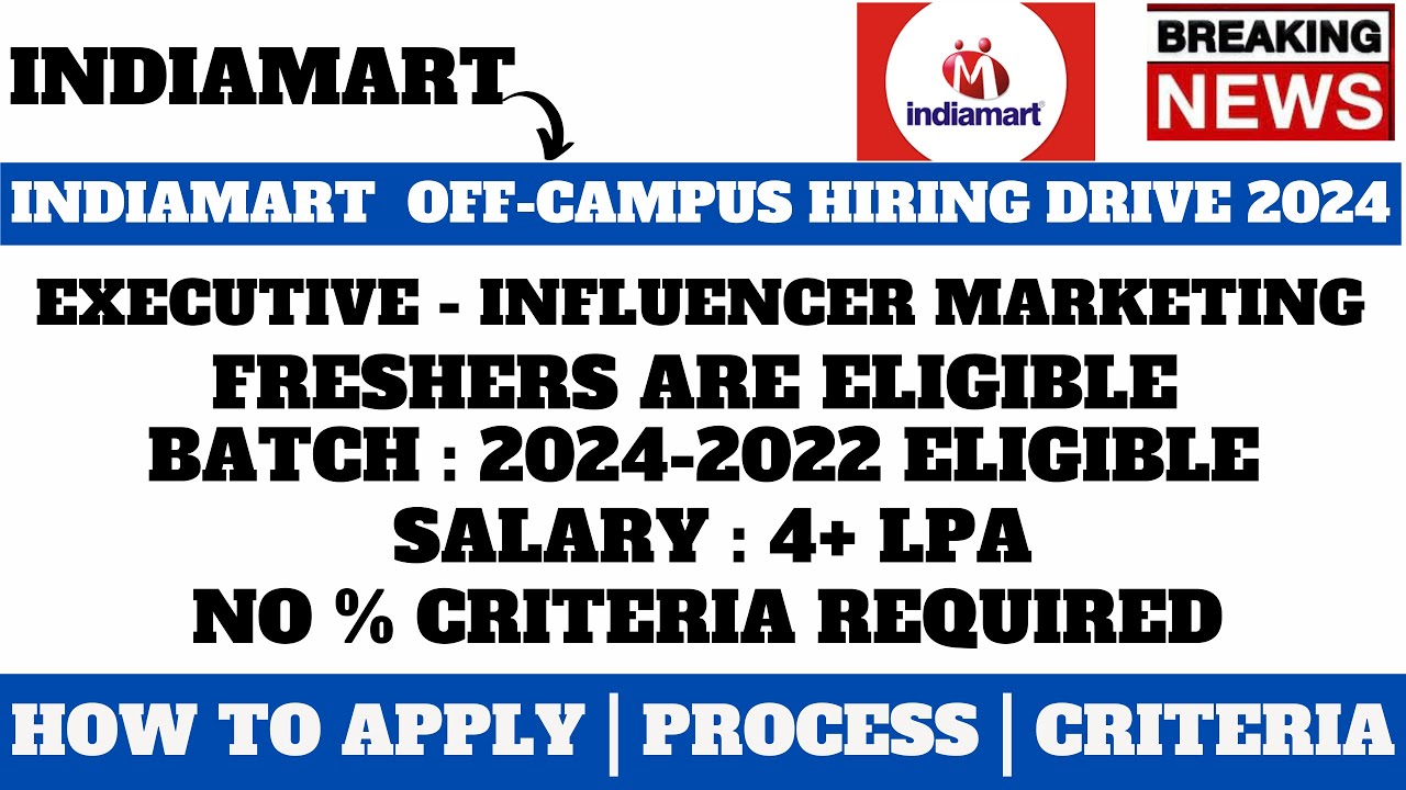 INDIAMART OFF-CAMPUS HIRING 2024 | ANY GRADUATE  APPLY | NO % CRITERIA | APPLY NOW | WORK FROM HOME