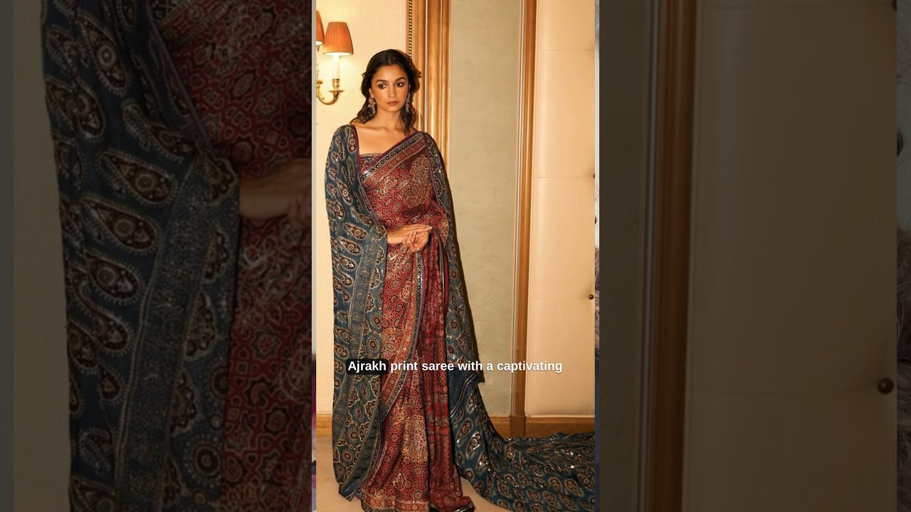 Bollywood Fashion- Alia Bhatt in Ajrakh Print Saree | What is Ajrakh?