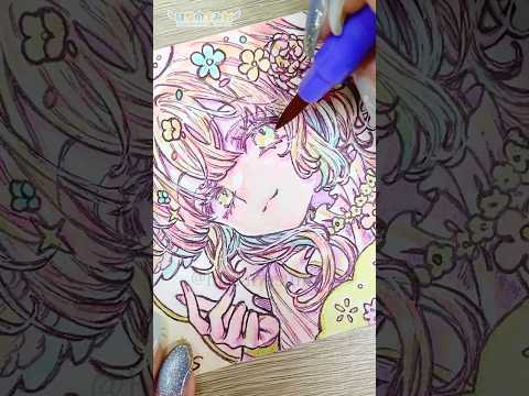🌷透明水彩で天使さんを塗るメイキング🎨🦜#Shorts #watercolor #watercolorpainting  #illustration