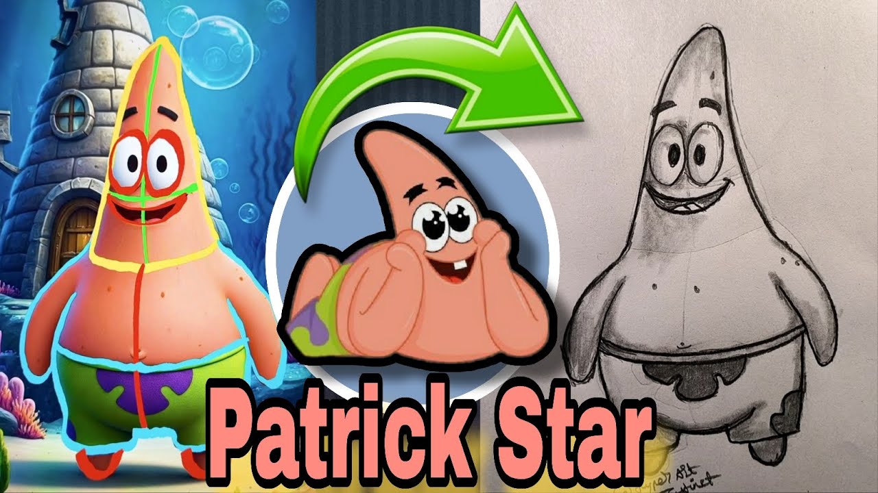 Drawing Patrick Star ♥️ from SpongeBob Squarepants in easy Steps 