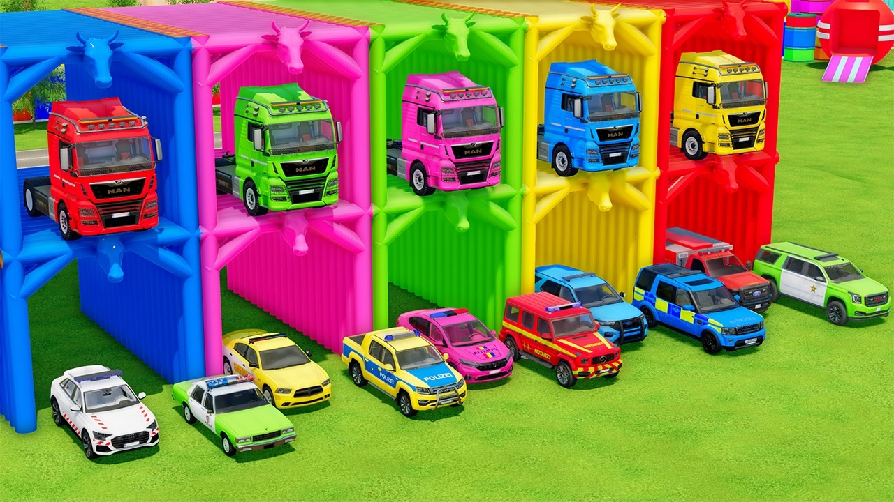 TRANSPORTING ALL POLICE CARS and AMBULANCE EMERGENCY VEHICLES WITH MERCEDES POLICE TRUCKS ! FS22