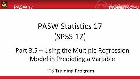 3.5 Use Multiple Regression Model to Predict a Variable: PASW (SPSS) Statistics v.17 video