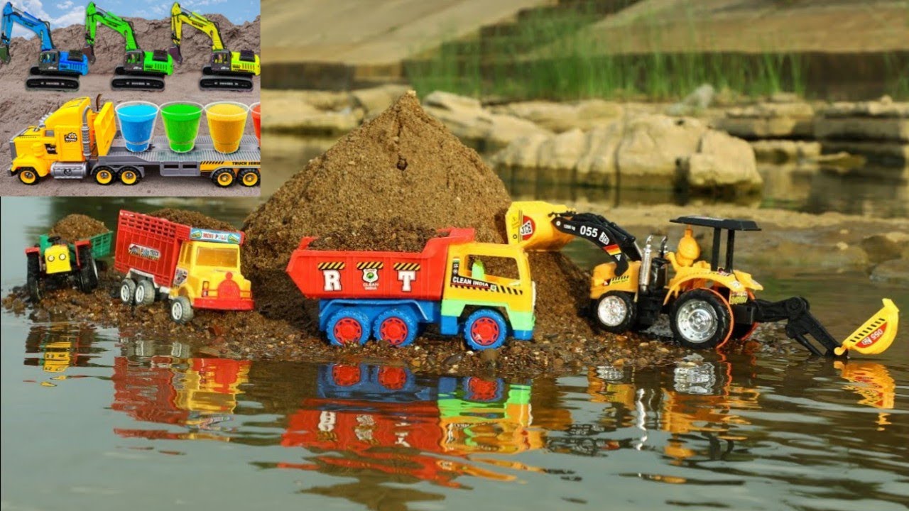 Toy Mud Rig Truck Heavy Loded Sand Stuck In Deep Mud Pulling The Truck ll Truck,JCB ...