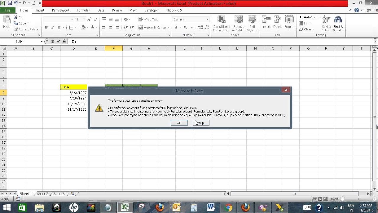 Quickly Split Date Into Separate Day Month And Year In Excel YouTube