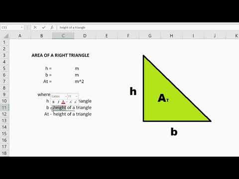 Excel Solution 1: Area of a Right Triangle
