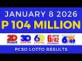 Lotto Result Today 9pm January 8 2026 PCSO