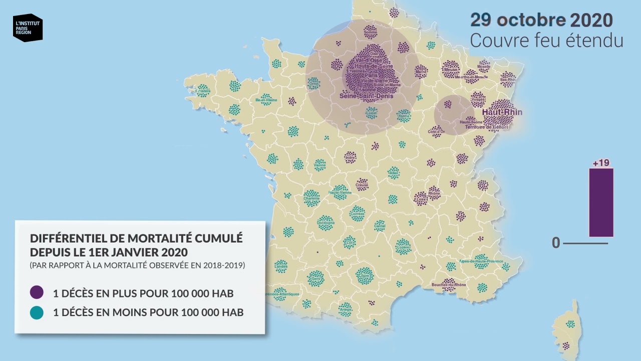Covid-19 : évolution de la mortalité en France en 2020