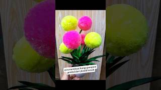 How to make fluffy pompom flowers from plastic bags #DIY