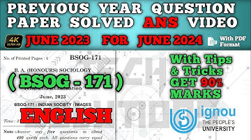 BSOG 171 SOLVED QUESTION PAPER JUN 2023 FOR JUN 2024 IN ENGLISH | BSOG 171 GUESS PAPER JUN 2024
