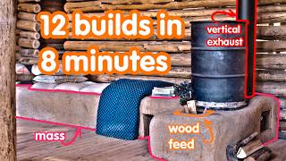 12 rocket mass heater builds in 8 minutes - with design overlay