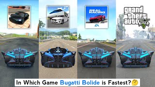 Bugatti Bolide Top Speed in 3D Driving Class, Extreme Car Driving Simulator, Real Racing 3 & GTA 5 screenshot 5