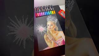 Small content creator drawing Glinda from wicked ✍️🌟 Ariana Grande #trending #art#drawing #coloring