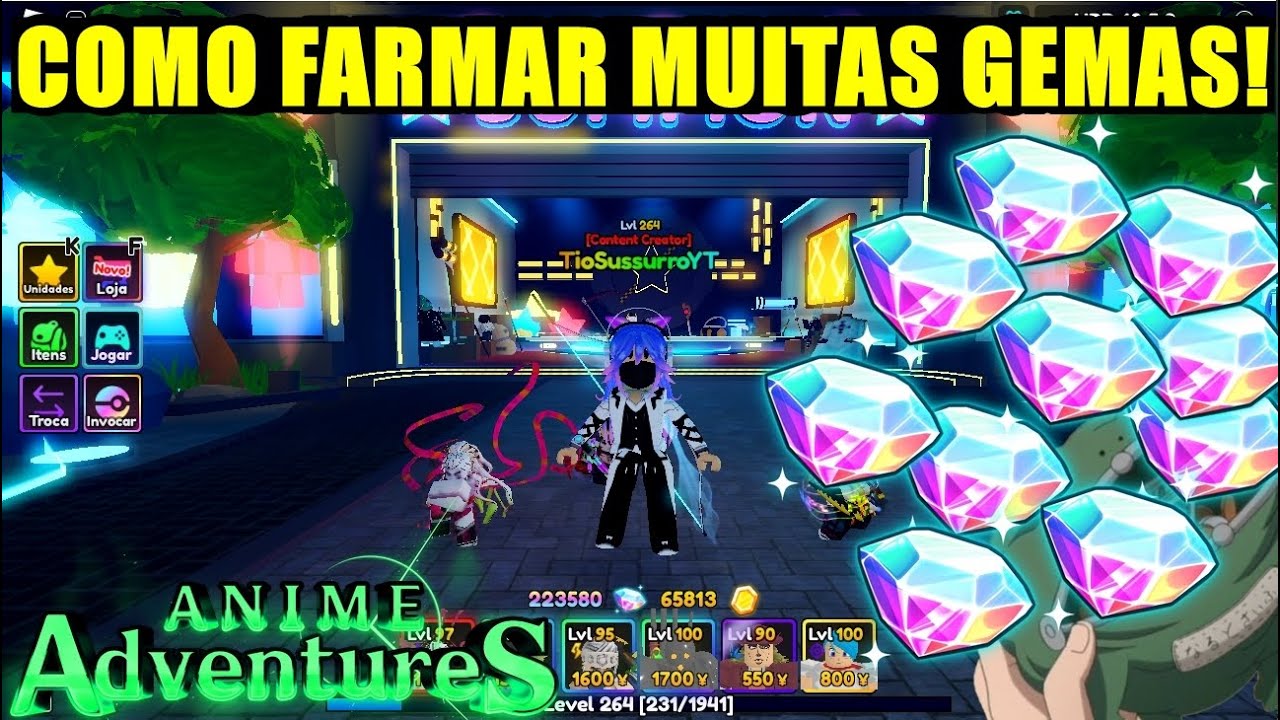 NOVOS CODIGOS + TODOS OS CODIGOS NO ANIME ADVENTURES FARMAR COMO FARMA  GEMAS INFINITAS 