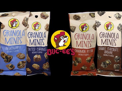 Buc-ee’s Granola Minis: Blueberry, Salted Caramel, Cinnamon Pecan, Double Chocolate Brownie