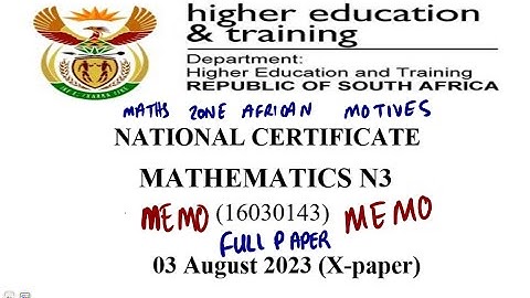 Mathematics N3 AUGUST 2023 MEMO @mathszoneafricanmotives