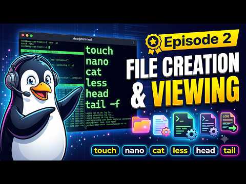 Ep 02 :- Linux - How to Create, Edit & View Files (touch, nano, cat, less, head, tail)