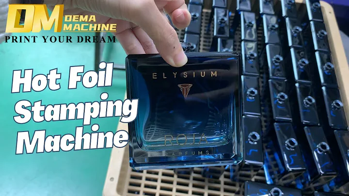 Hot Foil Stamping Machine for Blue Square Glass Bottle | DEMA Machine