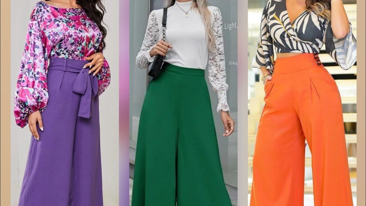 Two pieces set/ women's set/ casual print shirts and wide leg pants ...