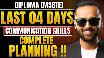 LAST 04 DAYS COMPLETE PLANNING !! | COMMUNICATION SKILLS | DIPLOMA (MSBTE) | Pradeep Giri Sir