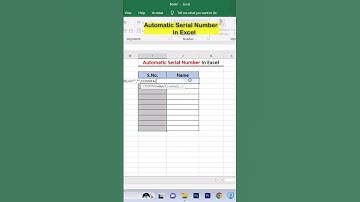 Automatic Serial Number In Excel #advancexcel #excel #exceltricks #msexcel #video #viral #shorts