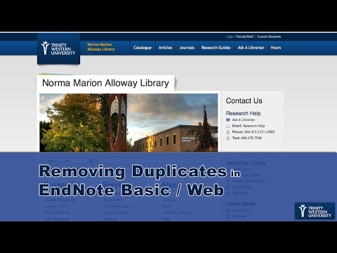 Removing Duplicate Records in  EndNote Web/Basic