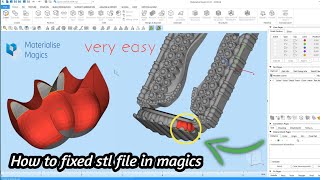 How to fixed stl file in materialise magics 23 || red pic repair in magics || mohit creations screenshot 2