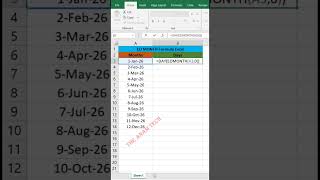 EOMONTH formulal how to used eomonth formula in Excel #excel #shorts #trending #excelformula