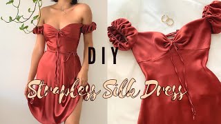 DIY Silk Strapless Dress/ Pattern Available