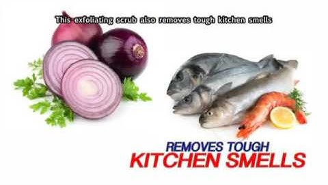 Natural way to remove kitchen odor off hands with Secret of the Islands Salt Scrub