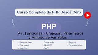 Cursro Programacion PHP #7: Sintaxis Básica, Funciones Creación, Parámetros y Ámbito de Variables