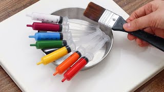 How to Simple Winter Landscape Acrylic Painting With Rainbow Syringe #849｜Oddly Satisfying