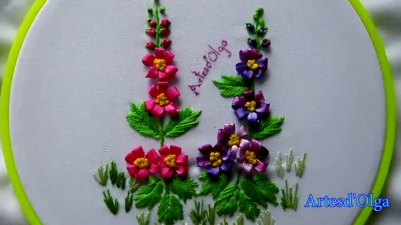 Hand Embroidery: Hollyhocks | Bordados a mano: Malvarrosa | Artesd'Olga