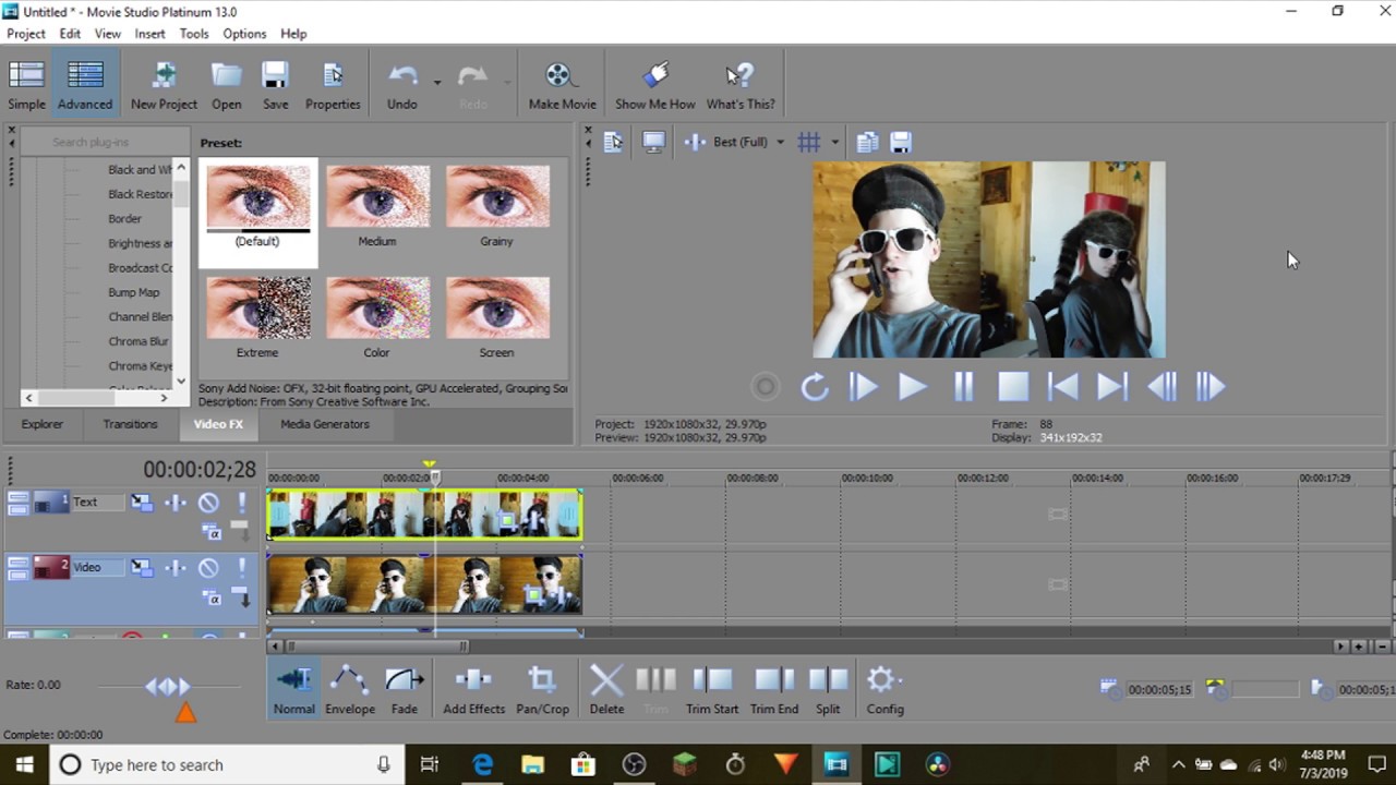 How to splitscreen in sony movie studio platinum 13 - YouTube