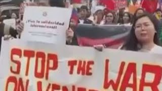 Protesters gather outside U.S. Embassy in Manila to denounce military action in Venezuela