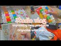 🌼Studio vlog #16🌼 |Unpack new products with me 📦✂ | Organize with me💌💖| New aesthetic desk setup 🤍🍡