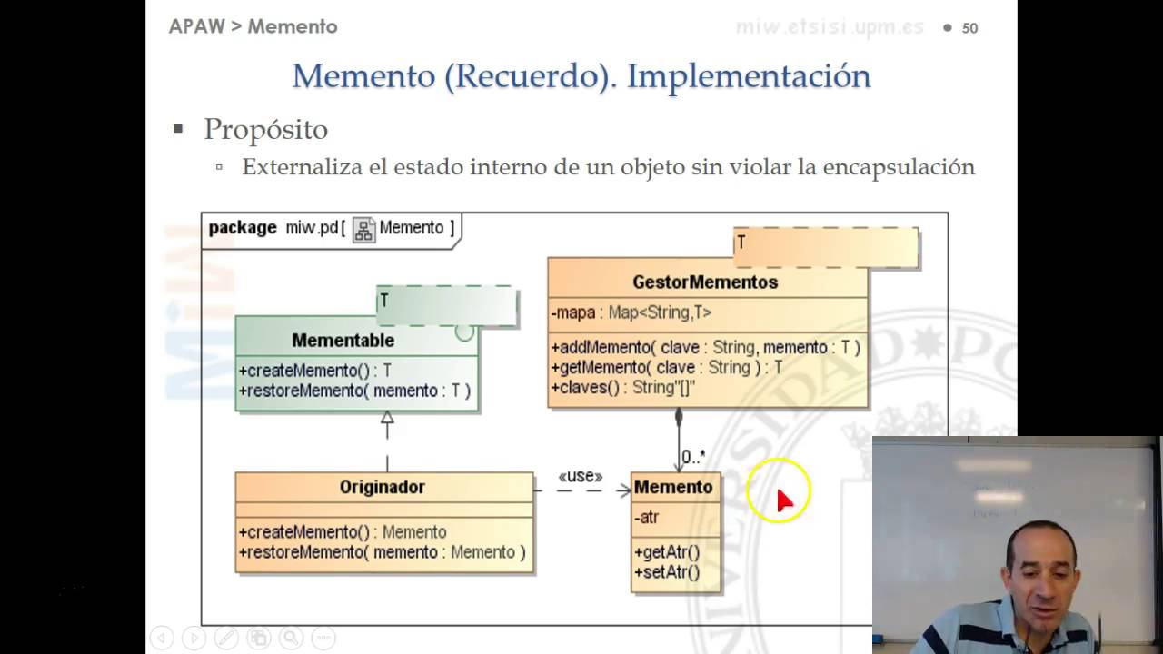 APAW. 1. Patrones de diseño. 1.11. Memento