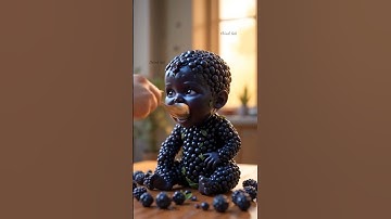Thumbnail of A cute blackberry baby eating!#Ai#Cute#Cursed#Fruits#Blackberry#Funny#happy #animation