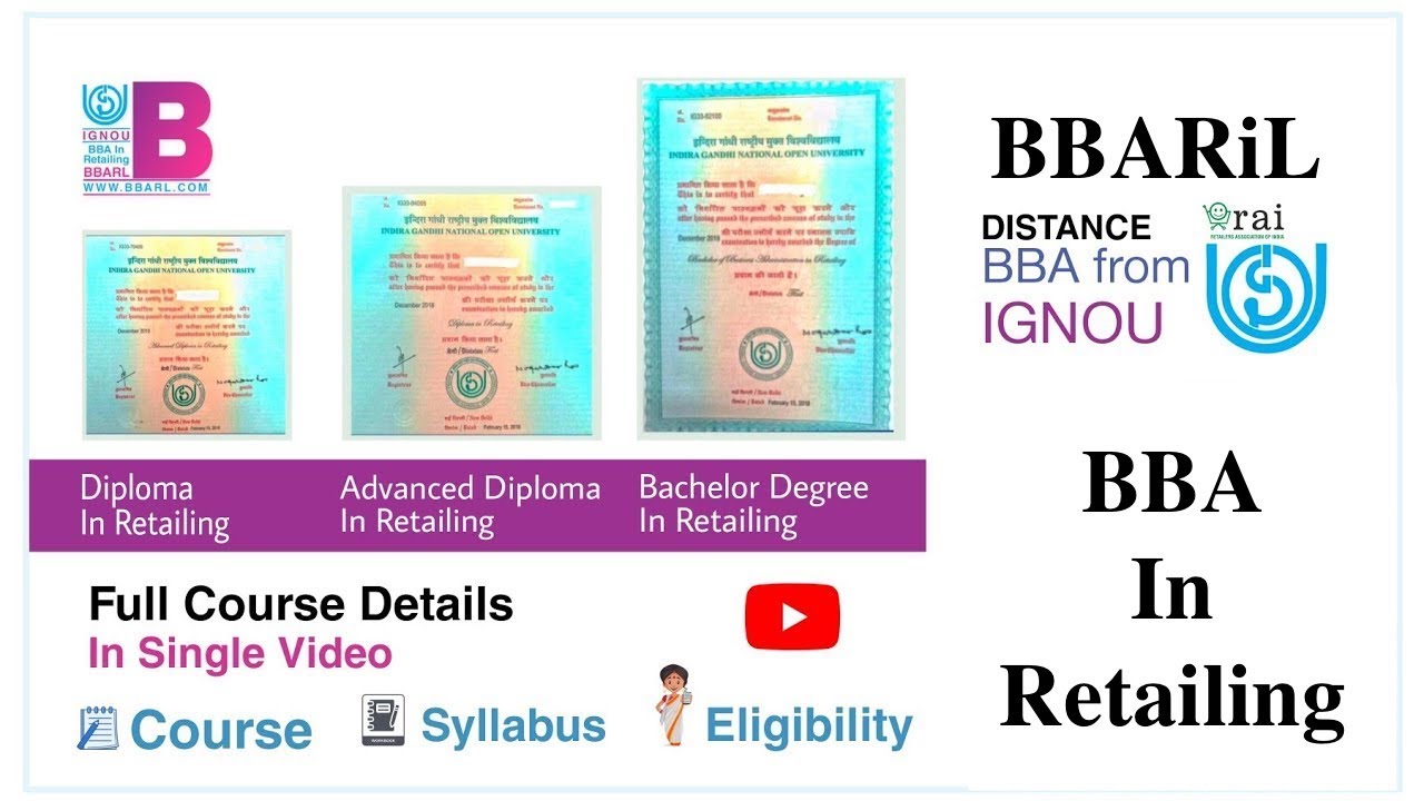 Bba in retailing (BBARiL) New Syllabus full course detail & Syllabus information. | IGNOU | BBARIL