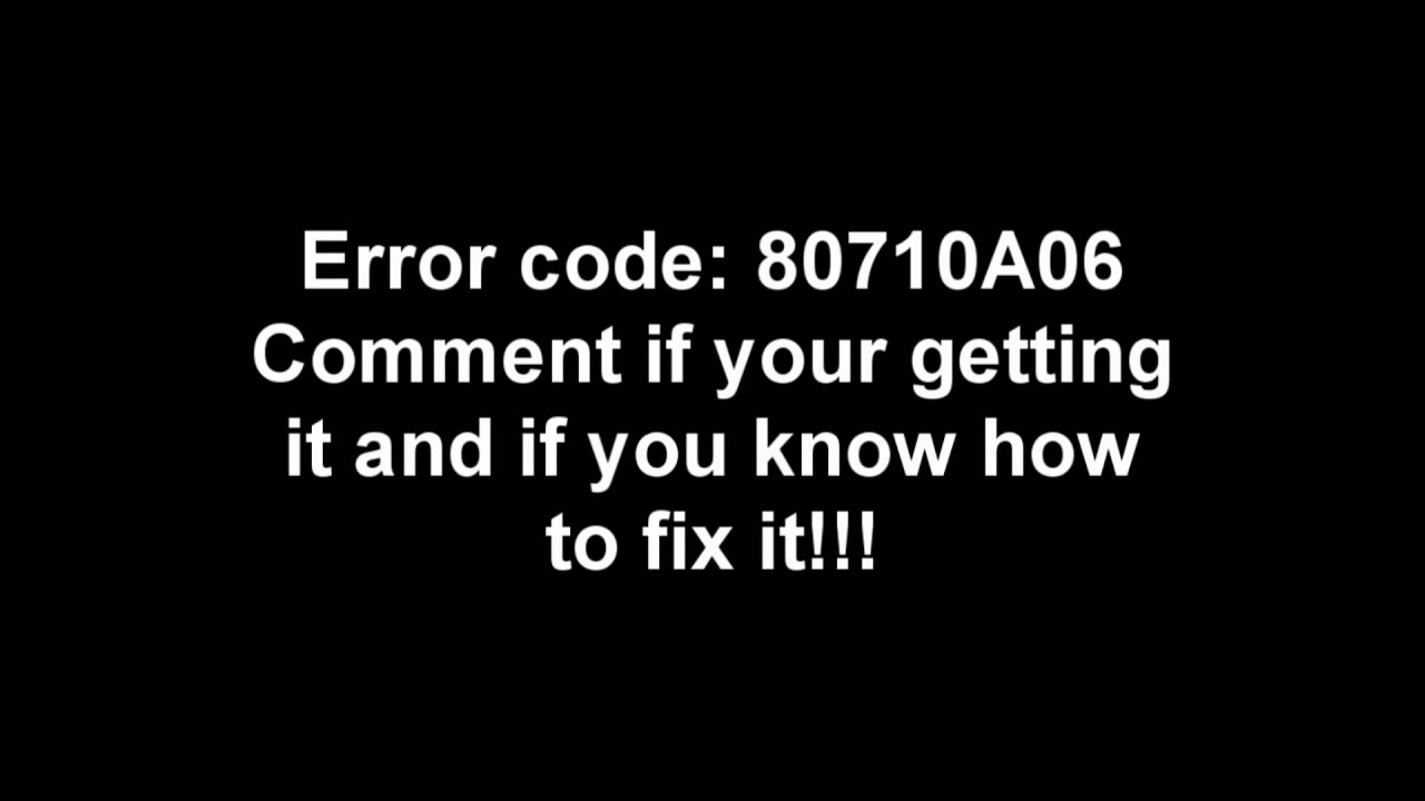 Error Code 80710A06 PS3 (I know what it is now) READ DESCRIPTION - YouTube