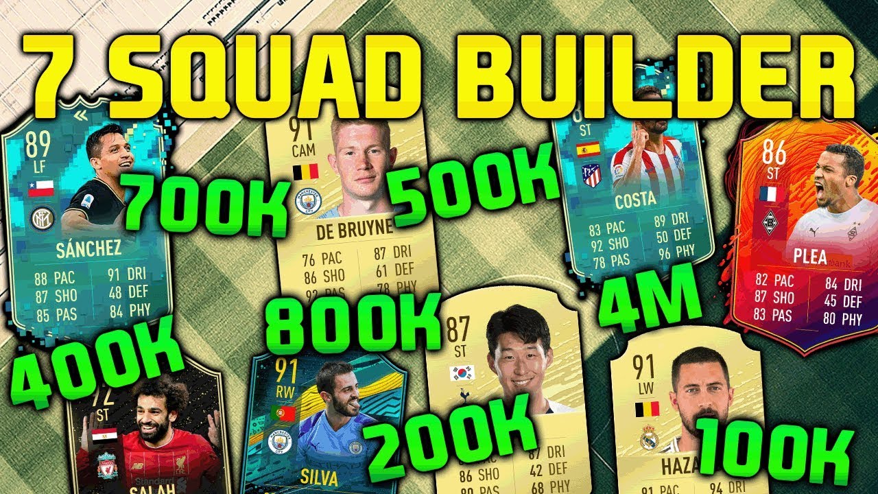 FIFA 20 HYBRID SQUAD BUILDER 100K 200K 400K 500K 700K 800K 4M SQUAD BUILDER