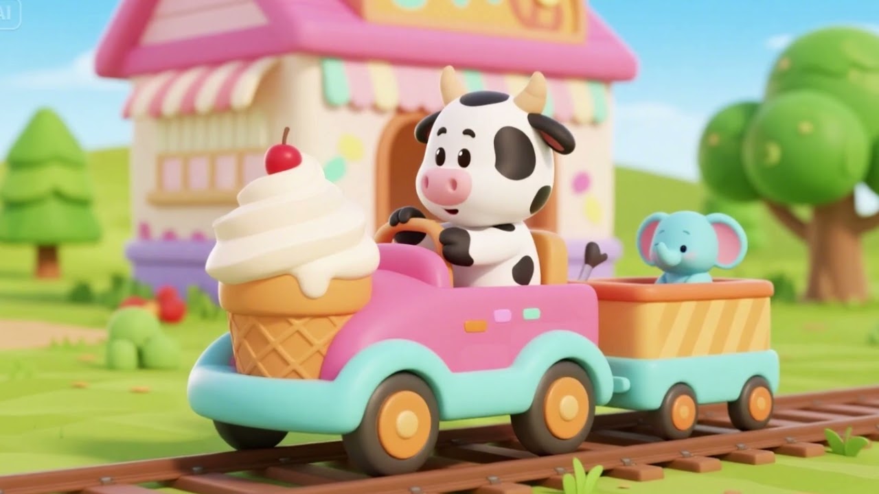 "Moo Moo & Baby Elephant’s Ice Cream Train Ride 2! 🐄🐘🍦 The Rainbow Scoop Adventure!"