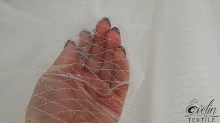 Tulle Off White Cu Insertii Argintii