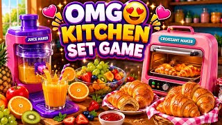 OMG 😍 Today I made Fresh Fruit Juice 🍹 and Crispy Croissant 🥐 in my Kitchen Set Game! 🎮✨ screenshot 1