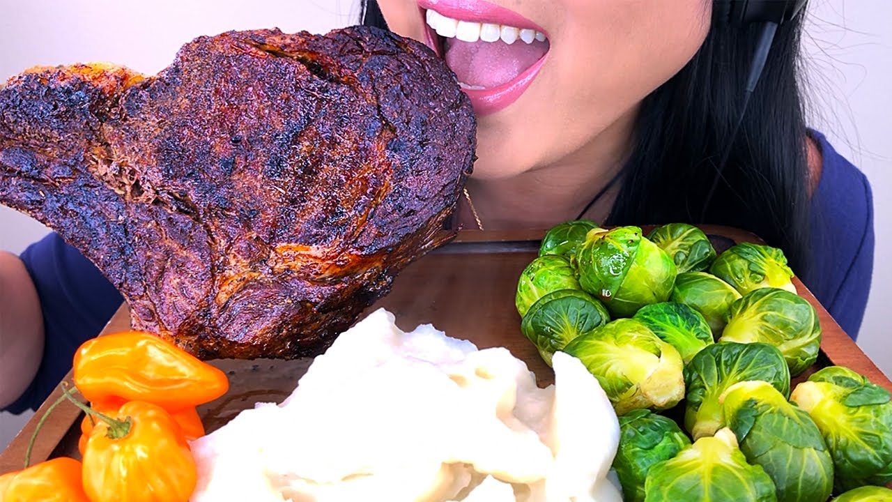 ASMR TOMAHAWK STEAK HABANERO PEPPERS & VEGGIES | ASMR Phan